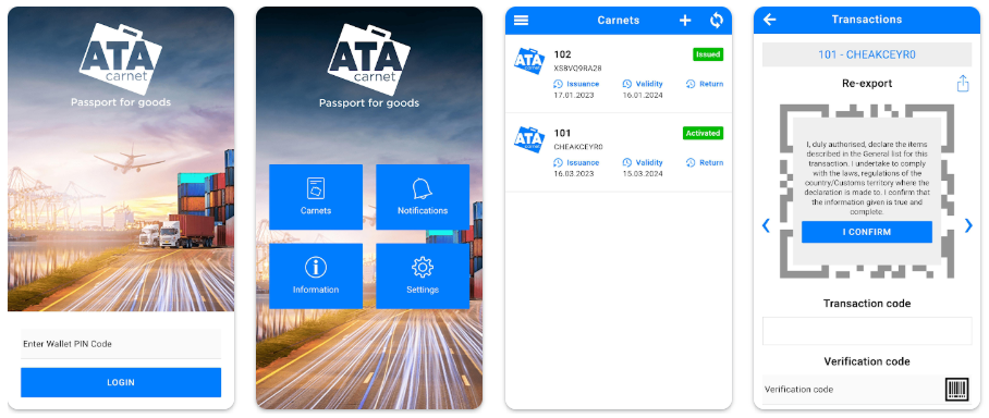 ATA Carnet app screenshots